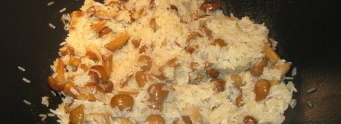 зеленое ризотто с опятами и креветками. Шаг 3