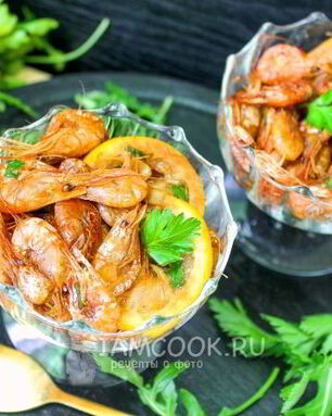 Черноморские креветки в соевом соусе с лимоном