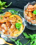 Черноморские креветки в соевом соусе с лимоном