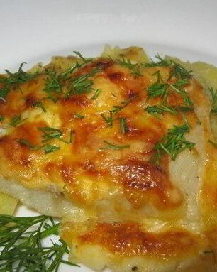 Филе рыбы под картофельной шубой в духовке