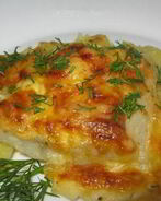 Филе рыбы под картофельной шубой в духовке