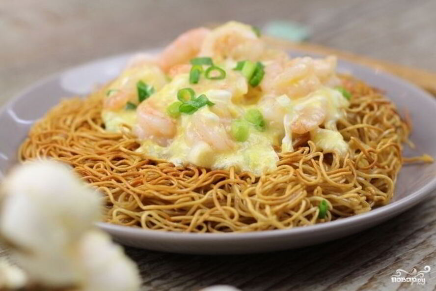 Рецепт креветки с яйцом