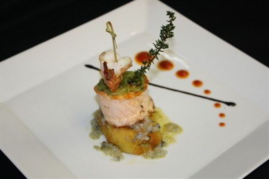 Рецепт лосось с крокетами из картофеля, дрессингом из огурца