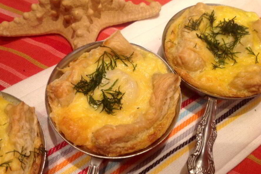 Рецепт морские гребешки в слоеном тесте