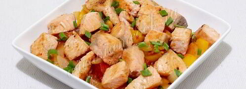 семга со сладким перцем и луком. Шаг 10