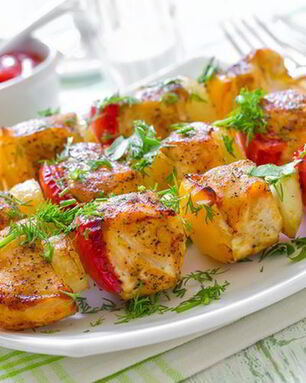Куриный шашлык с овощами