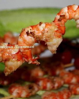 Шашлычки из креветок с кунжутом