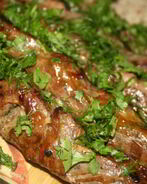 Шашлычки из печени в жировой сетке