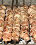 Шашлык из говядины с салом