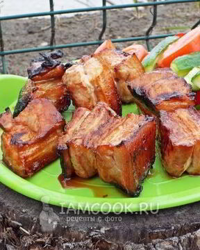 Шашлык из свиной грудинки в томатно-соевом маринаде с медом
