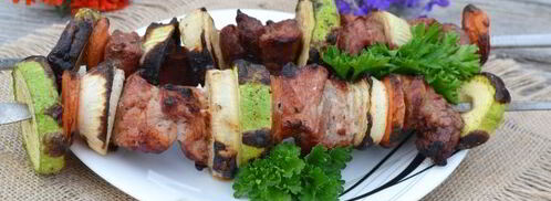 свиной шашлык с овощами на углях. Шаг 9
