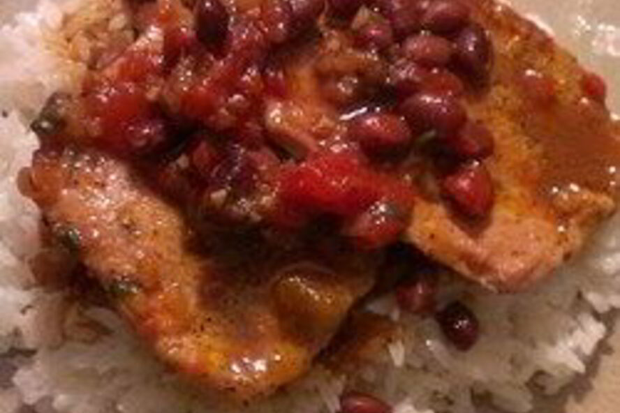 Рецепт свиной стейк с фасолью по-техасски