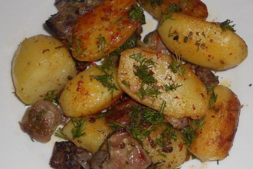 Рецепт жаркое из картофеля и куриных желудков