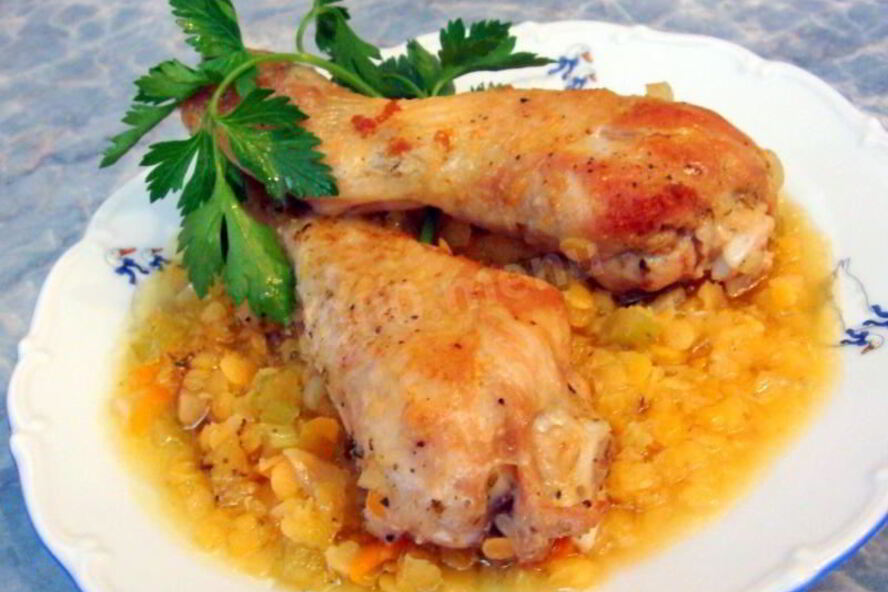 Рецепт жаркое из курицы с чечевицей