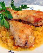 Жаркое из курицы с чечевицей