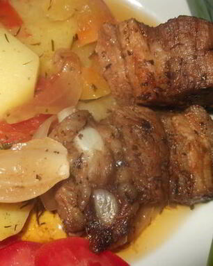 Жаркое с овощным рагу