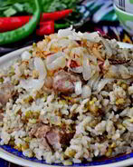 Ароматная каша с машем, рисом и мясом