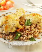 Гречка с курицей в духовке с сыром