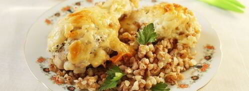 гречка с курицей в духовке с сыром. Шаг 9