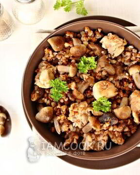 Гречка с мясом и грибами в мультиварке