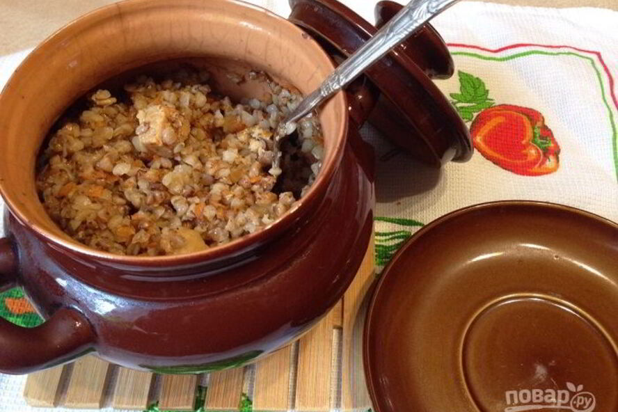 Рецепт гречка с мясом в горшочках