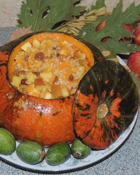 Запеченная каша в тыкве с фруктами Райское наслаждение