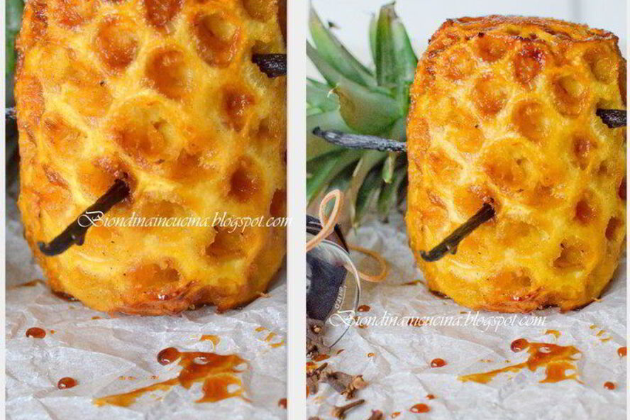 Рецепт ананас, запеченный в карамельном сиропе