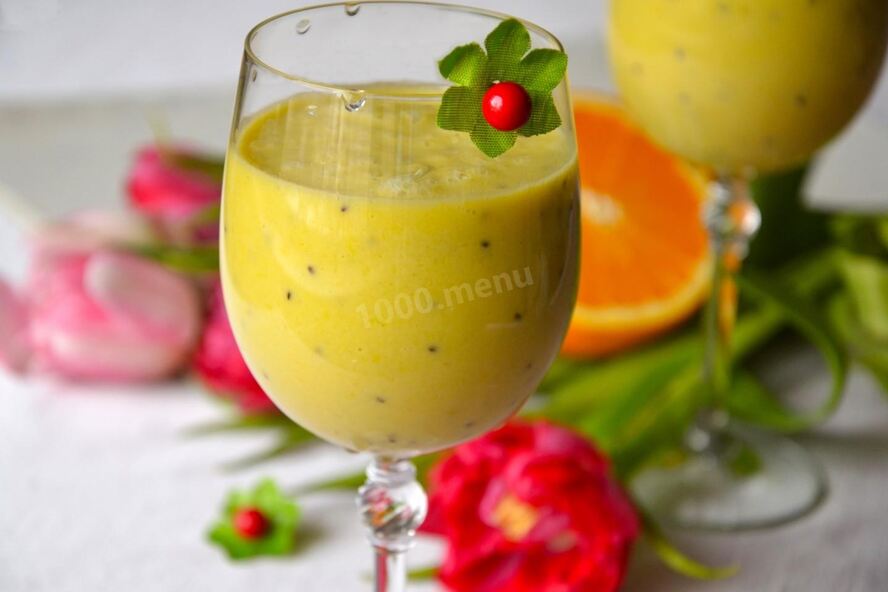Рецепт апельсиновый коктейль с киви и сливками