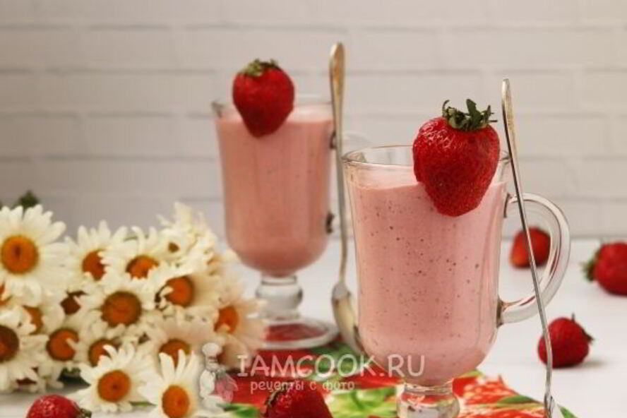 Рецепт протеиновый коктейль с клубникой и творогом