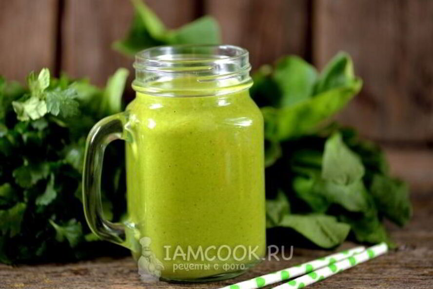 Рецепт зеленый коктейль с овсяными хлопьями и льном