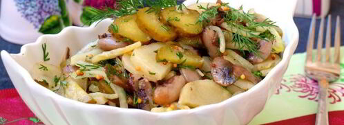 картофельный салат с фасолью и шампиньонами. Шаг 7