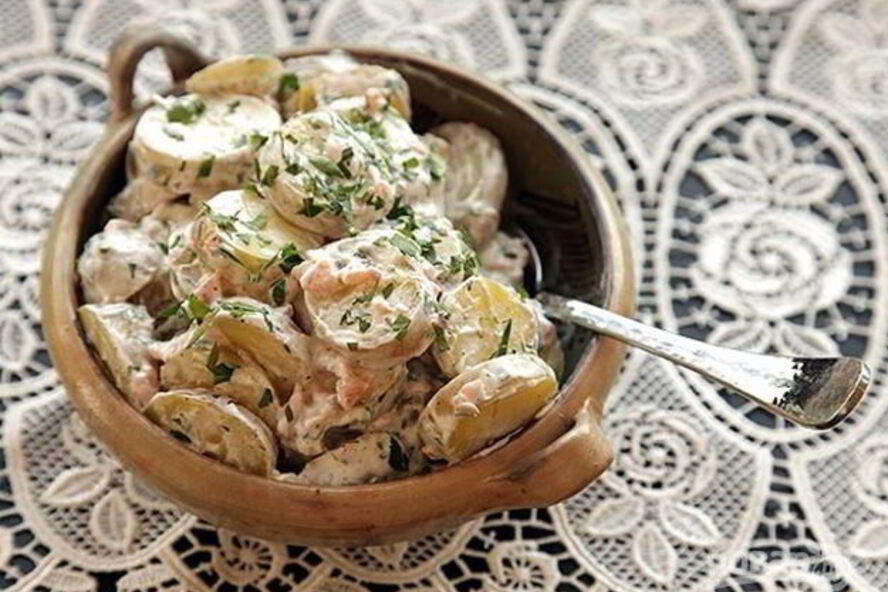 Рецепт картофельный салат с копченой рыбой