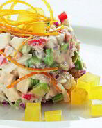 Крабовый салат с апельсиновым желе