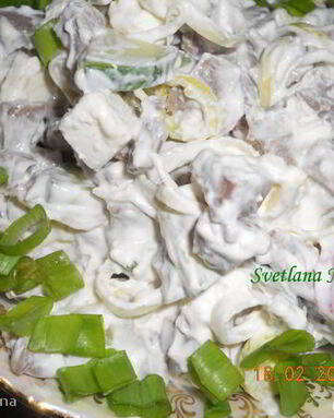 Салат из языка с брынзой