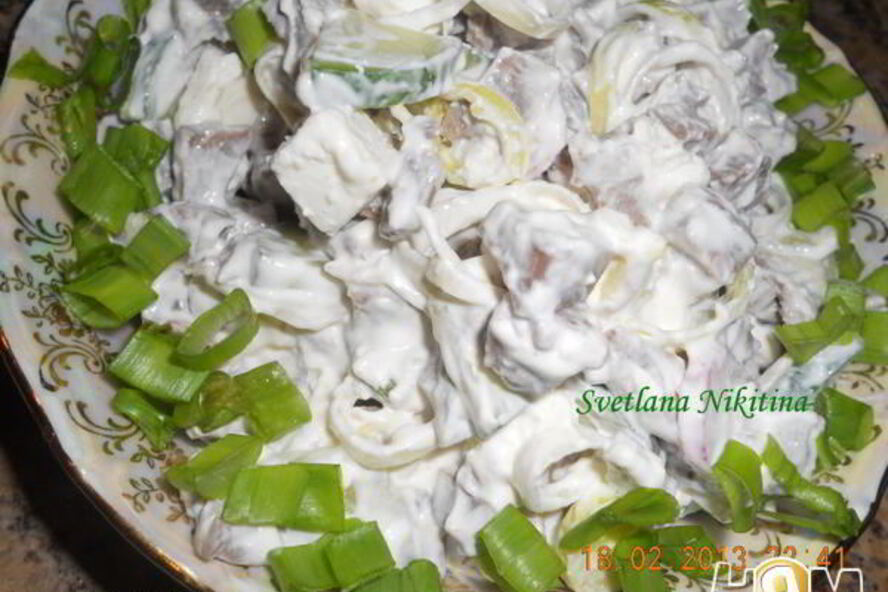 Рецепт салат из языка с брынзой