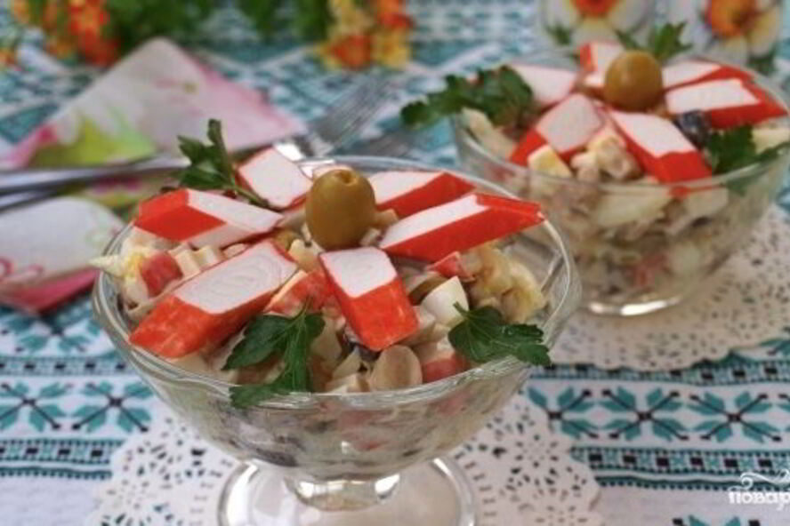 Рецепт салат новогодний из крабовых палочек