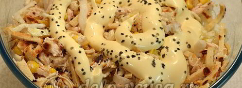 салат с блинами и курицей. Шаг 7