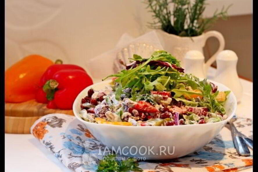 Рецепт салата с говядиного и фасолью