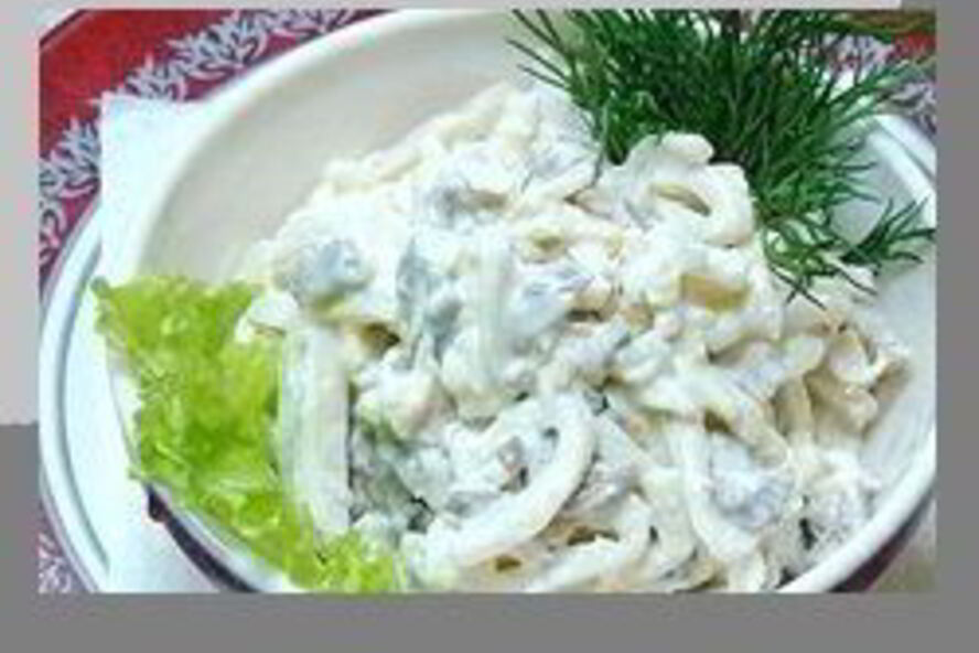 Рецепт салат с кальмарами и грибами
