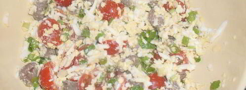 салат с куриными сердечками и помидорами черри. Шаг 4