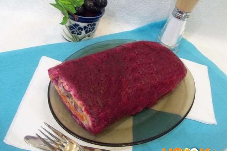 Рецепт салат шуба рулетом