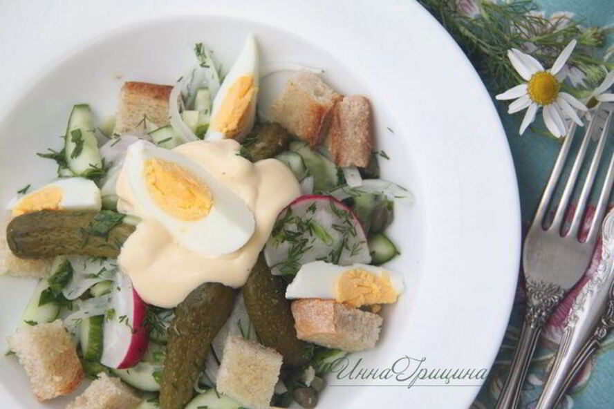 Рецепт русский летний салат в стиле цезарь