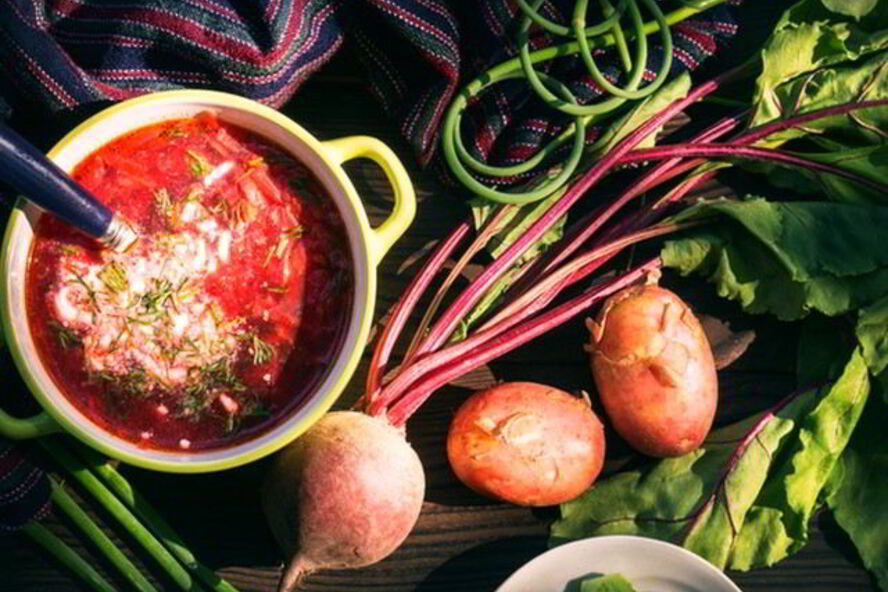 Рецепт холодный борщ с колбасой