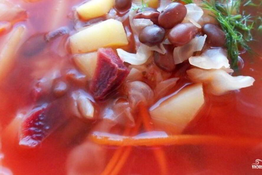 Рецепт красный борщ с фасолью