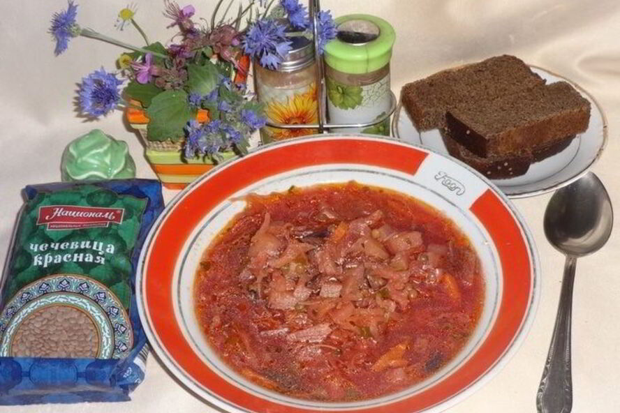 Рецепт постный борщ с чечевицей и черносливом