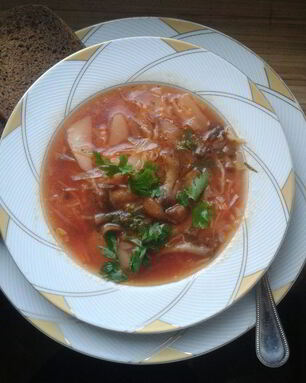 Постный борщ с опятами