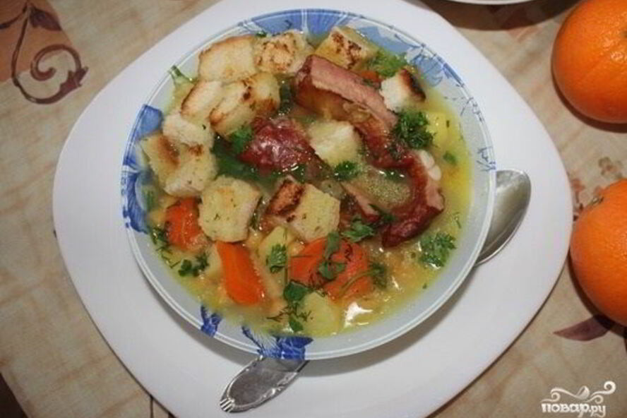 Рецепт супа горохового с копчеными ребрышками