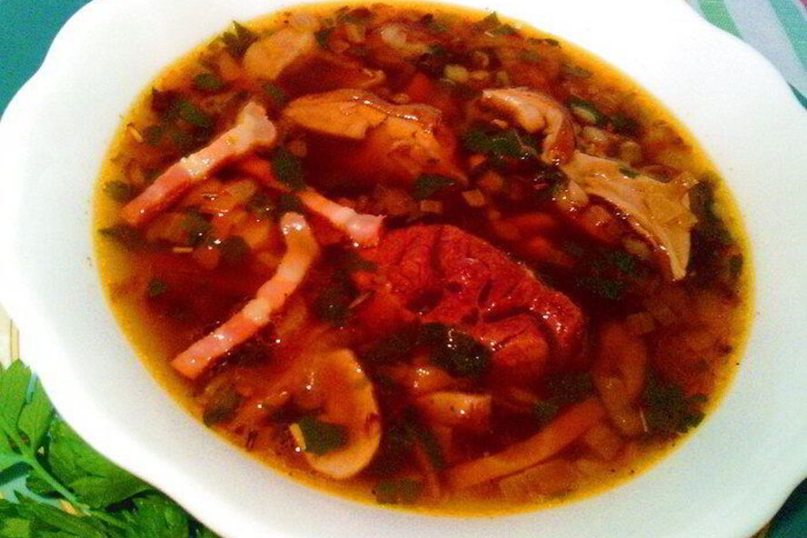 Рецепт гречневый суп с белыми грибами и беконом