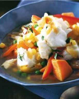 Густой суп из трески со сладким картофелем