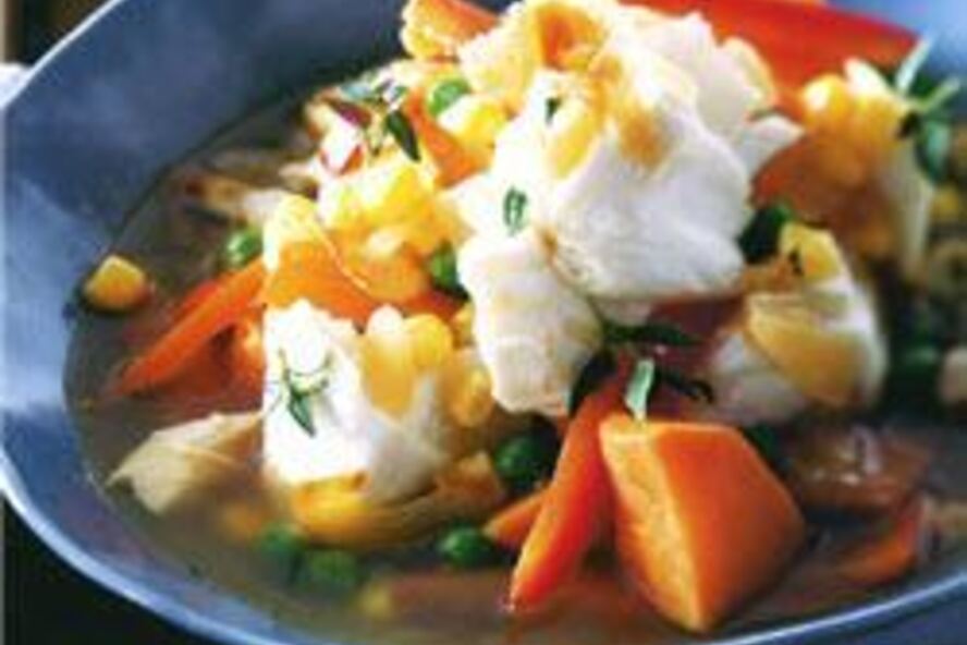 Рецепт густой суп из трески со сладким картофелем